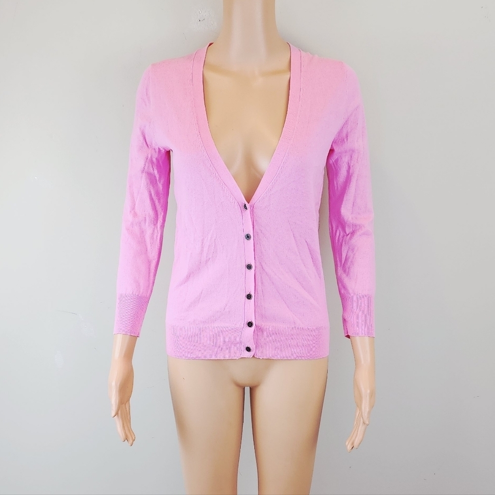 J.Crew Factory 3/4 Sleeve V-Neck Button Down Cardigan Sweater